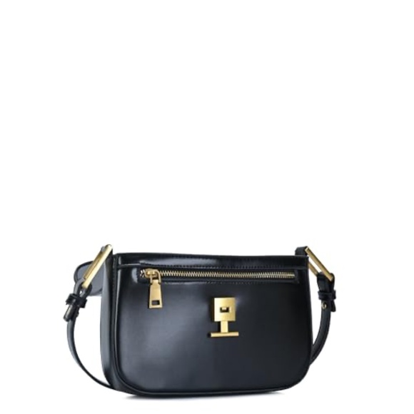 Madison West Women’s Black Vegan Leather Foldover Flap Shoulder Bag - Picture 4 of 4